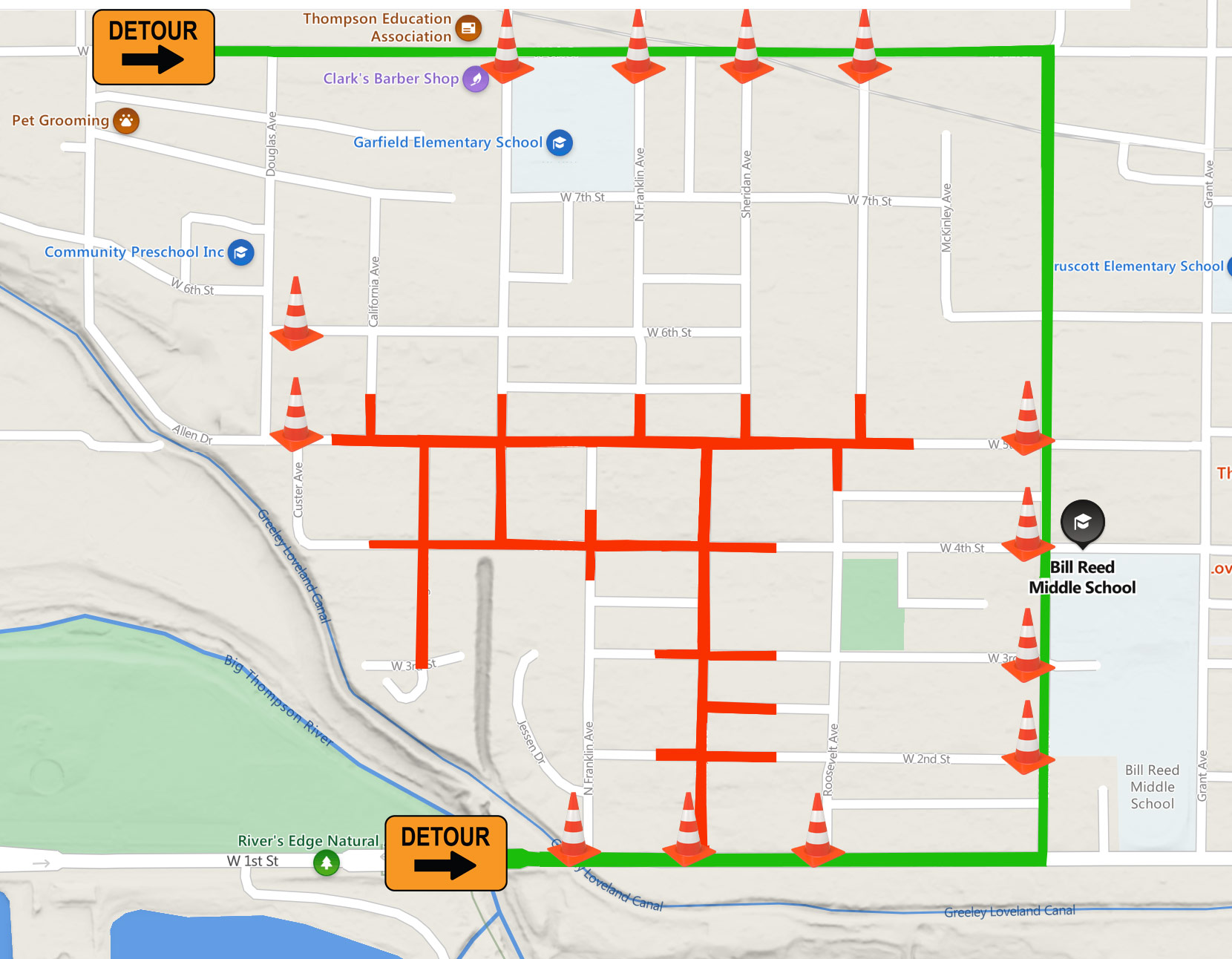 Garfield Harrison Phase 2 detour map