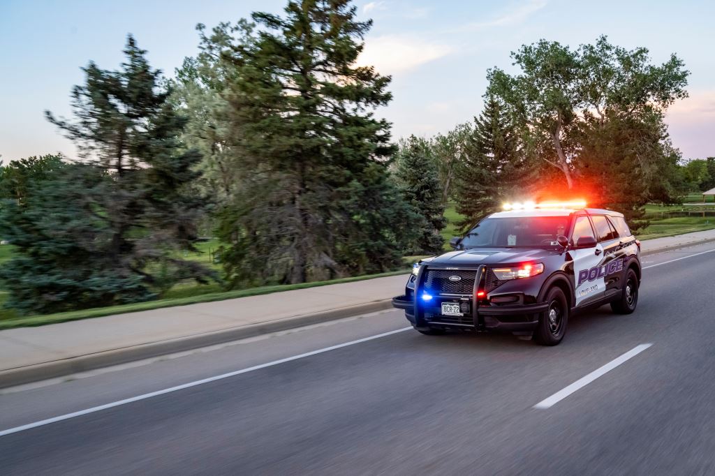 marked police car with lights on