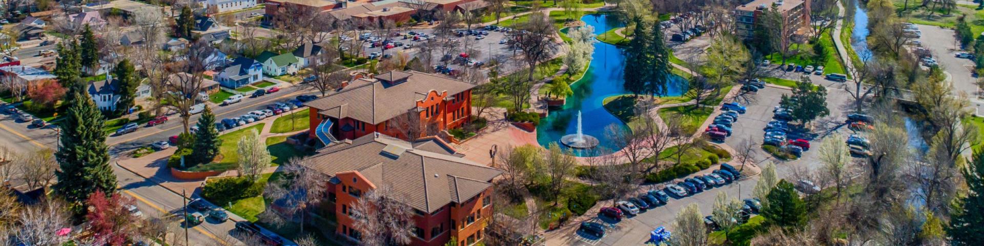 An aerial photo of the Civic Center complex.