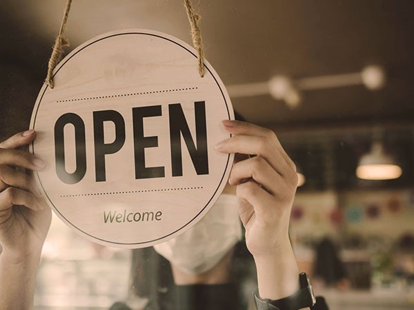 photo of an open sign in window